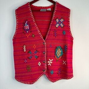 Vintage Sigrid Olsen Bohemian Southwestern Knit Sweater Vest Women’s Large